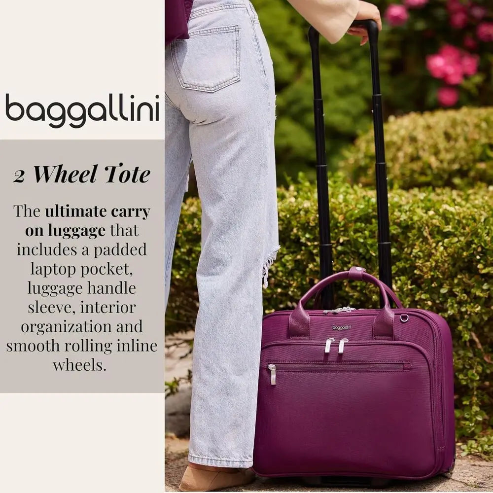 Baggallini Women's Dual Wheel Rolling Tote Bag