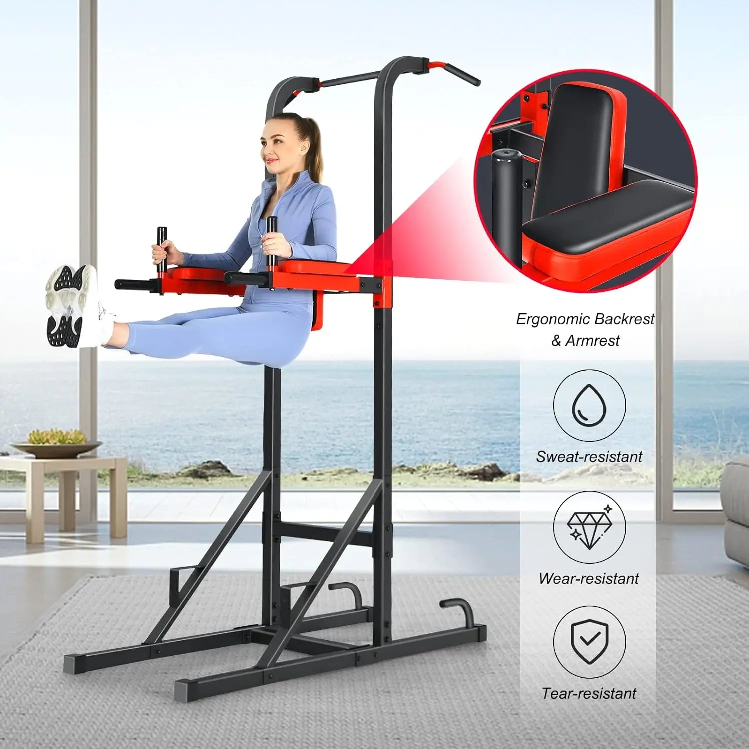 Multi-function Power Tower, Heavy-duty Pull Up Bar Stand for Pull-ups, Push-ups, Vertical Knee, Leg Raises, Dip Stand, Strength