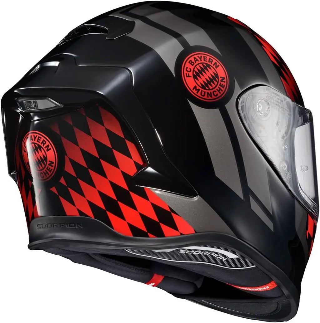 R1 Air Full Face Adult Motorcycle Helmet with Pinlock Ready Shield and Bluetooth Ready Speaker Pockets DOT ECE FC Bayern Munchin