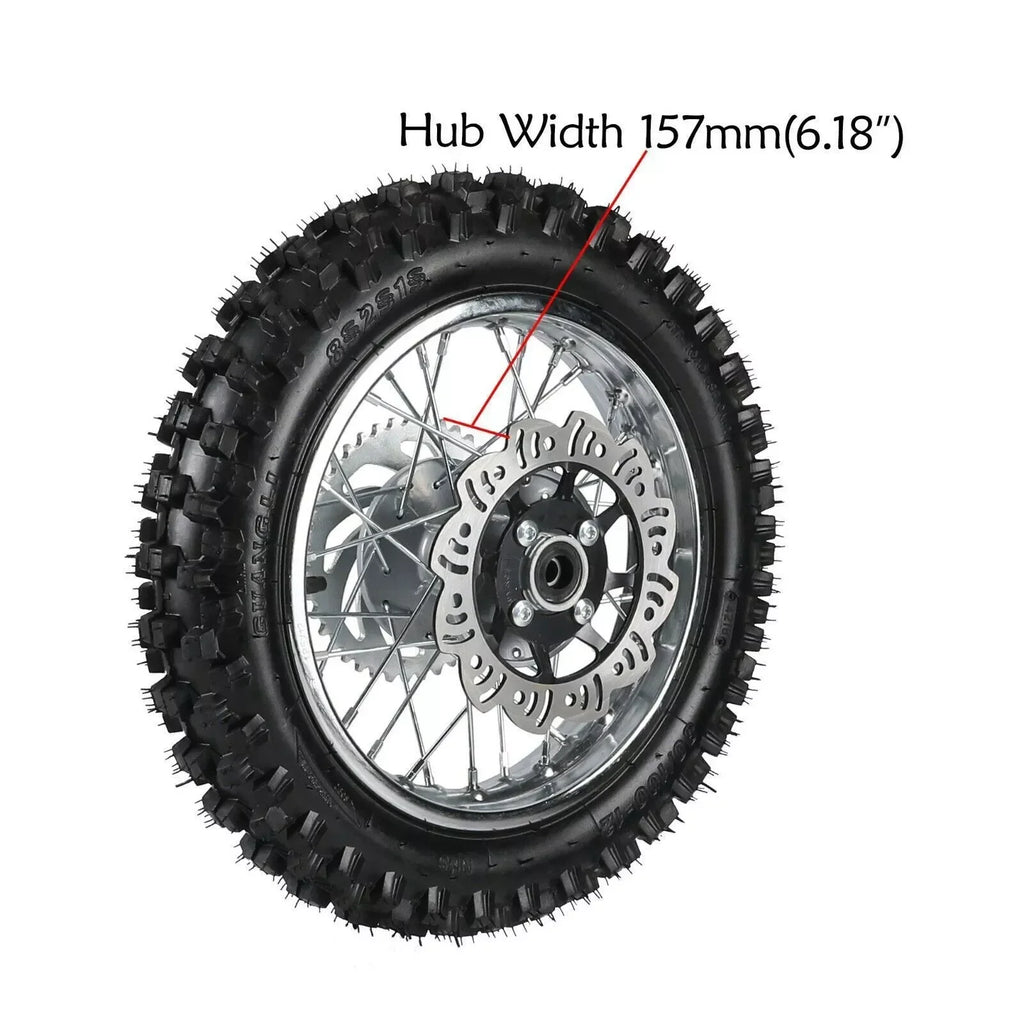 60/100-14 + 80/100-12 Tire Rim Wheel Combo Dirt Pit Bike Coolster DRZ110 SSR KX65 50cc-125cc