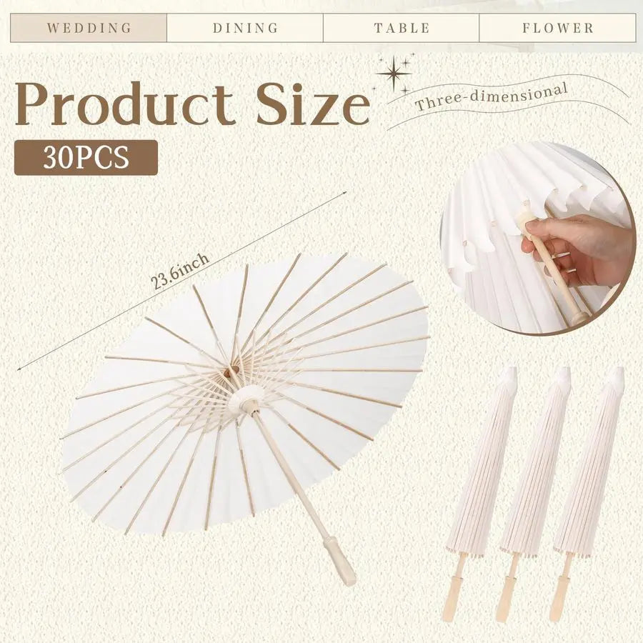 Paper Umbrellas, 23.6 Inch Paper Parasol Umbrellas Chinese Japanese Style DIY Umbrellas Decorative Vintage Decor for Wedding Pro