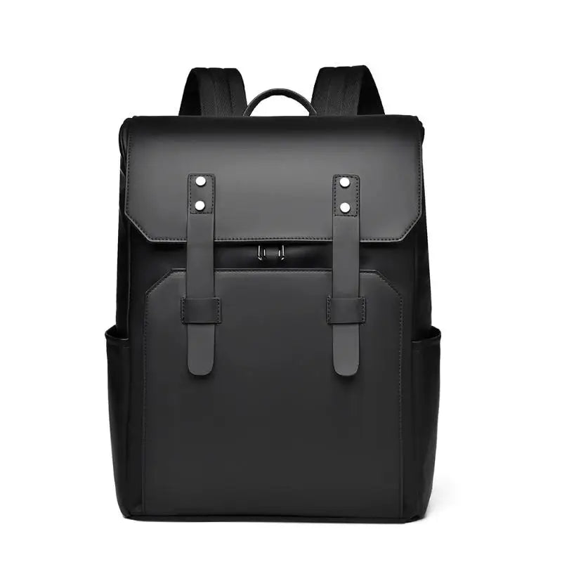 Classic Black Leather Backpack, Waterproof Business Bag for Men, Durable School & Work Backpack with Laptop Compartment