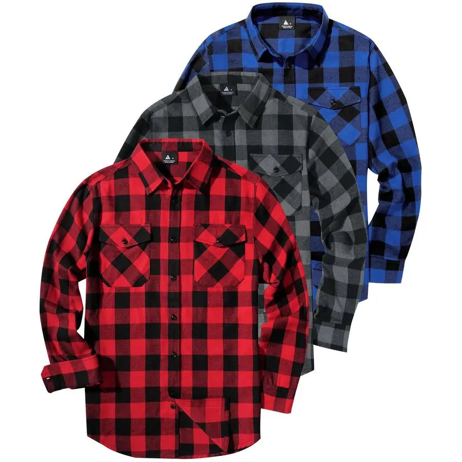 Plaid Flannel Shirts Long Sleeve Casual Button Down Collar Jackets for Men with Pockets