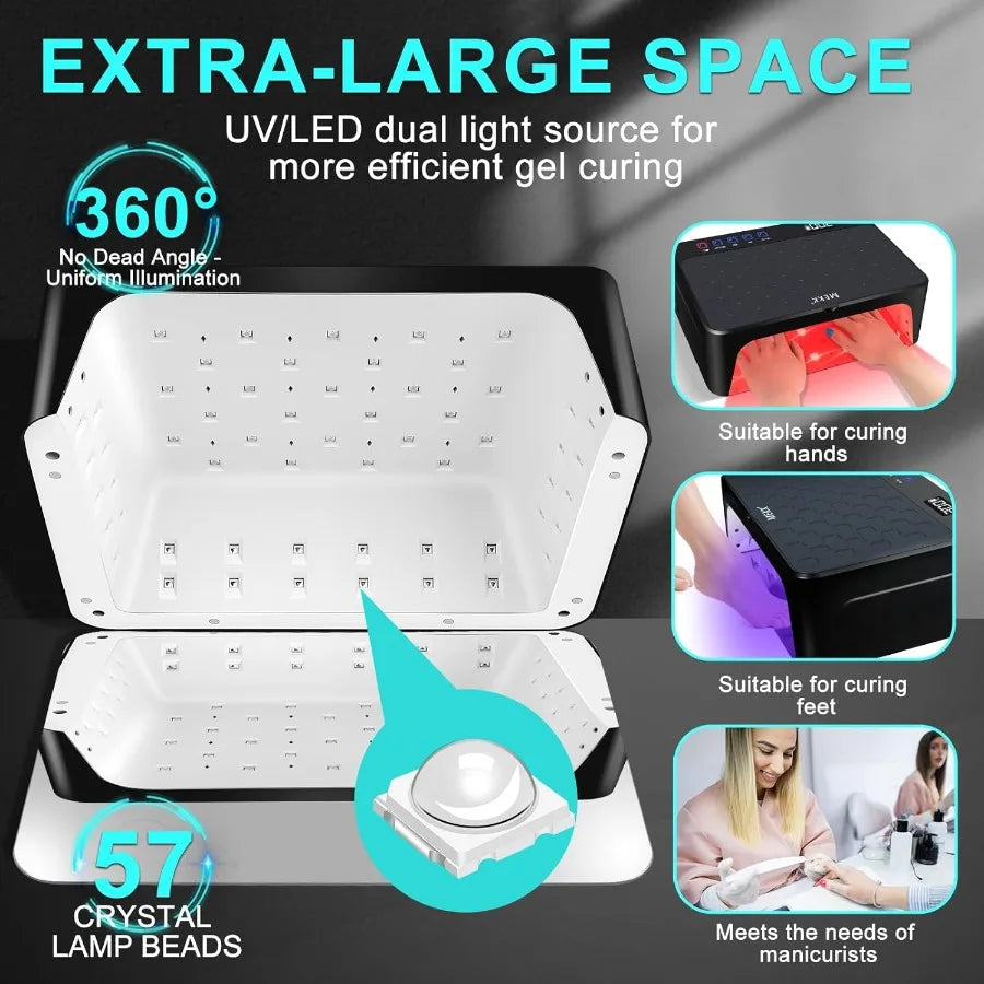 UV LED Nail Lamp Luxury Cordless UV Light for Gel Nails with Red Light Skincare4+2 Timer Modes TwoHand Design Professional Nail