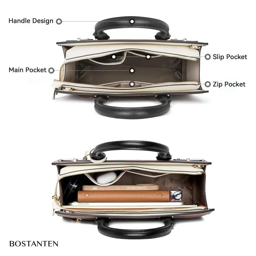 Leather Handbag Designer Satchel Purses Top Handle Shoulder Totes Crossbody Bag