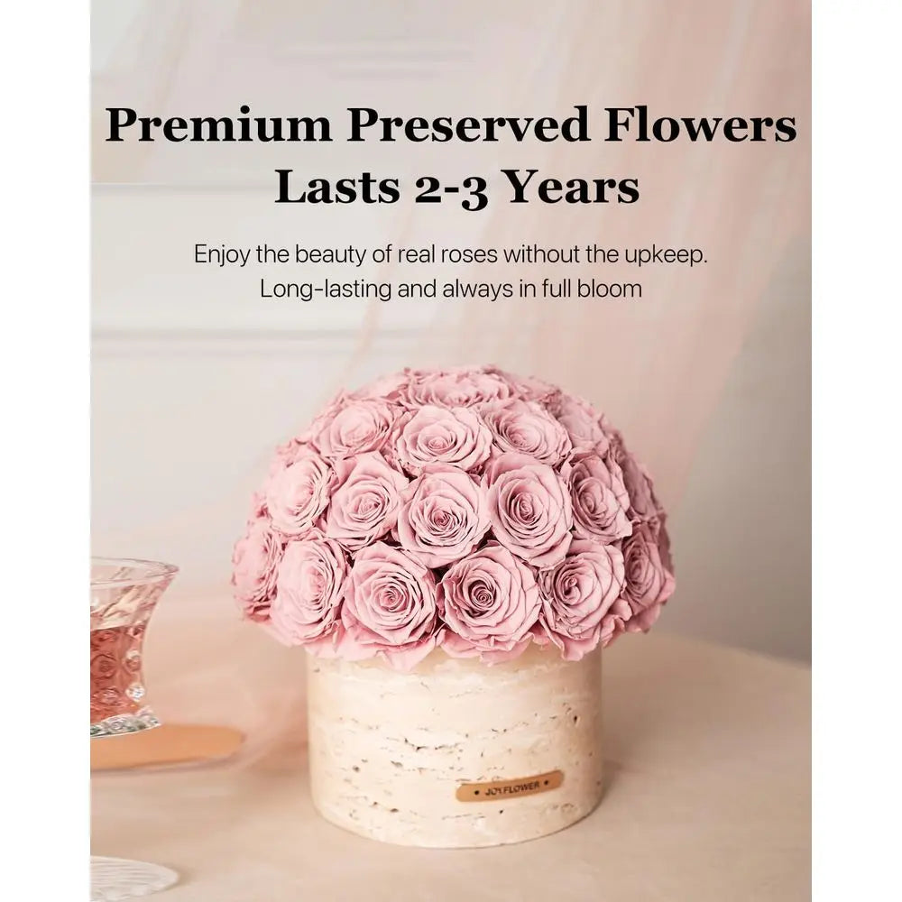 Preserved Flowers Vase, Yellow Cave Stone Flower Vases for Centerpieces, Eternal Flower Decorations for Party Home Living Room B