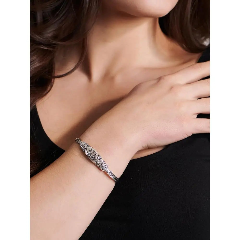 Sterling Silver 925 Bali Dragon Bone Tulang Naga Borobudur Wheat Paddy Chain Bracelet