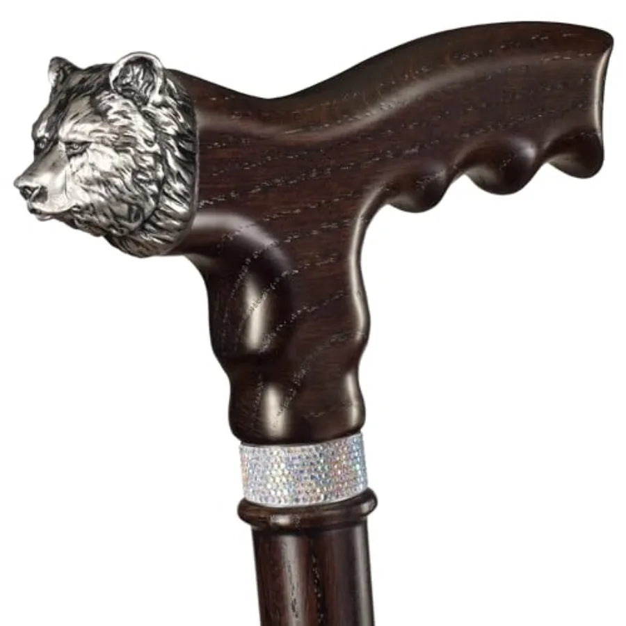 Asterom Handmade Walking Cane for Women Men - Custom Stylish Fashionable Wooden Cane in Bear Design - Walking Sticks for Senior