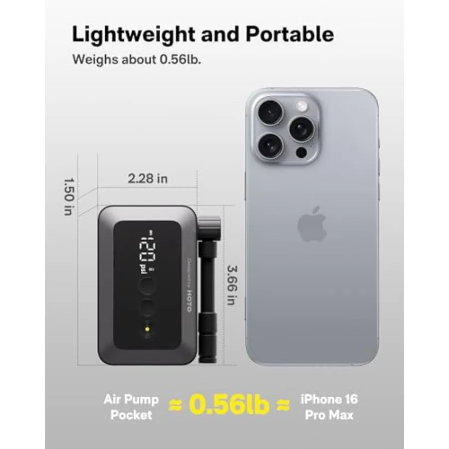 Mini Bike Tire Pump 25s Fast Inflate Bicycle Pump with Guage 150PSI Portable Electric Bike Air Pump with Presta and Schrader Va