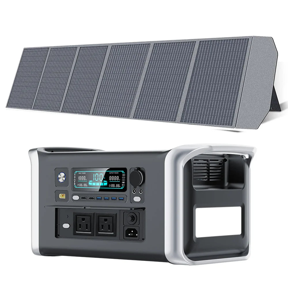CTOLITY AP1000 1600W Solar Generator 1024Wh Backup LiFePo4 Battery  & 200W Solar Panel RV Outdoors Camping Travel Blackout