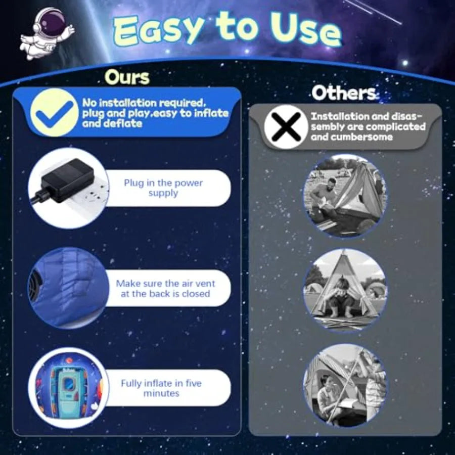 Sensory Tent for Kids & Adults,5.9ft Astronaut Galaxy Inflatable Light Up Sensory Toys,Kids Tent for Home School Indoor Outdoor