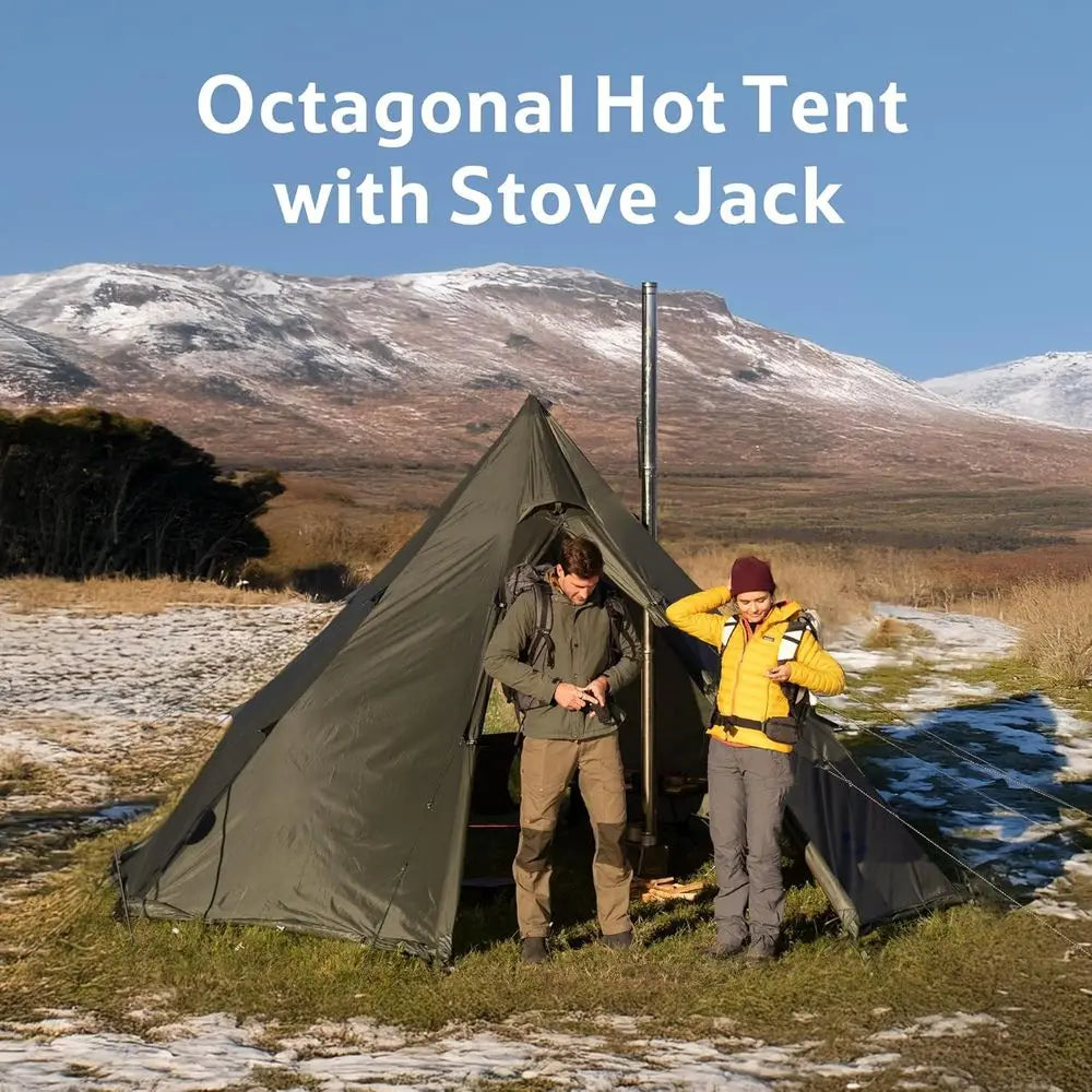 4-6 Person 4-Season Waterproof Windproof Camping Tent with Stove Jack for Cold Weather Winter Use