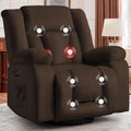 Oversized Recliner Chair, Electric Glider Rocker with Massage & Heating, Waffle Fabric, Side Pockets for Living Room
