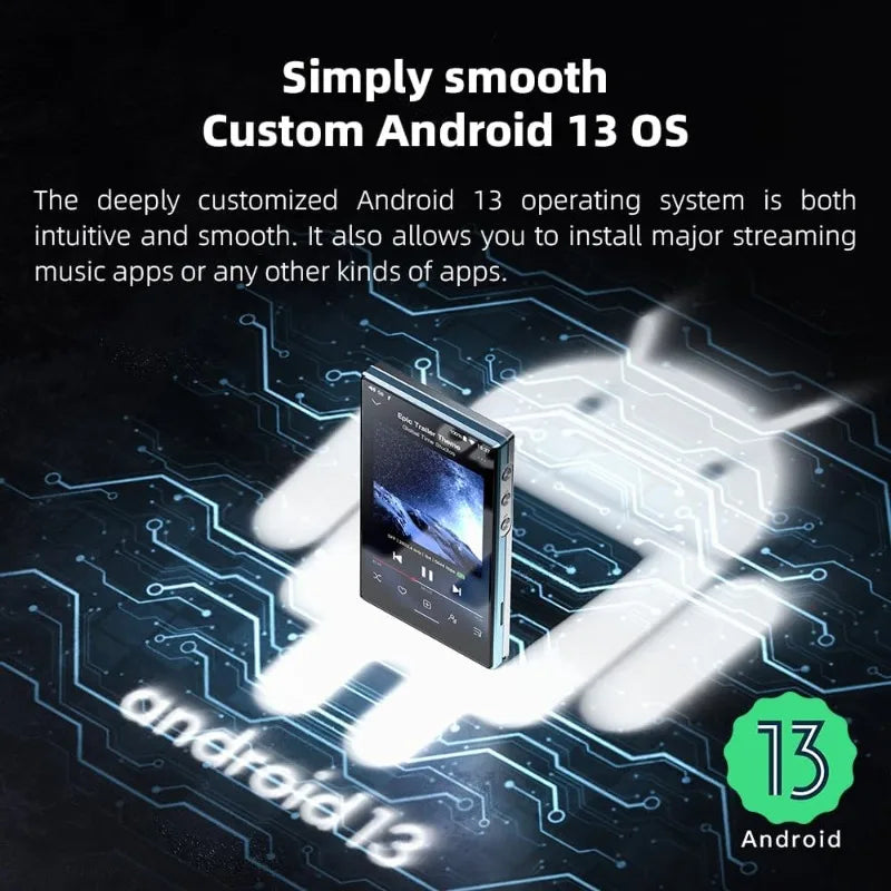 JM21 Android 13 Hi-Res Music Player MP3 with Snapdragon 680, Bluetooth WiFi USB DAC 12.5H Playtime (Sky Blue)