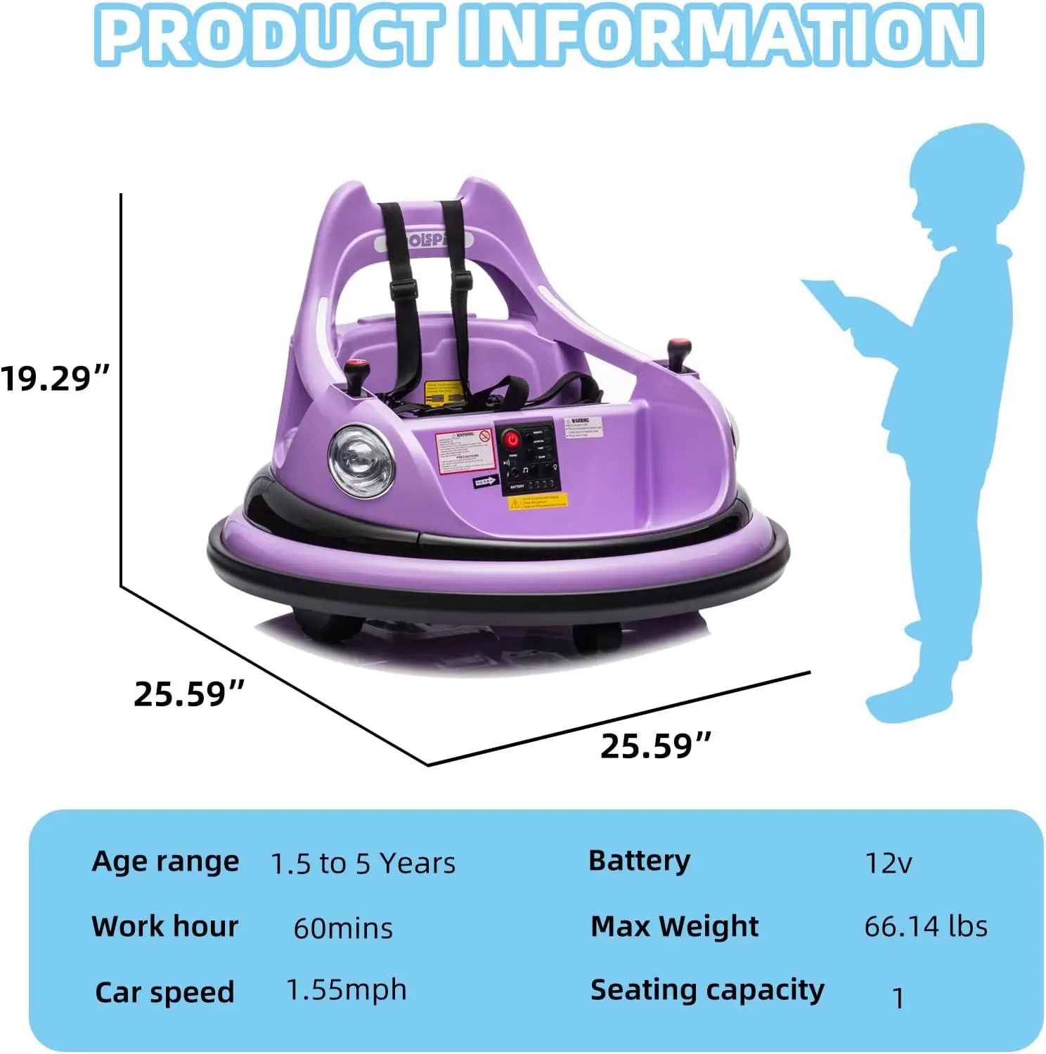 12V Bumper Car for Kids Bumper Car for Toddlers W/Remote Control Electric Ride On Car with LED Lights & 360 Degree Spin