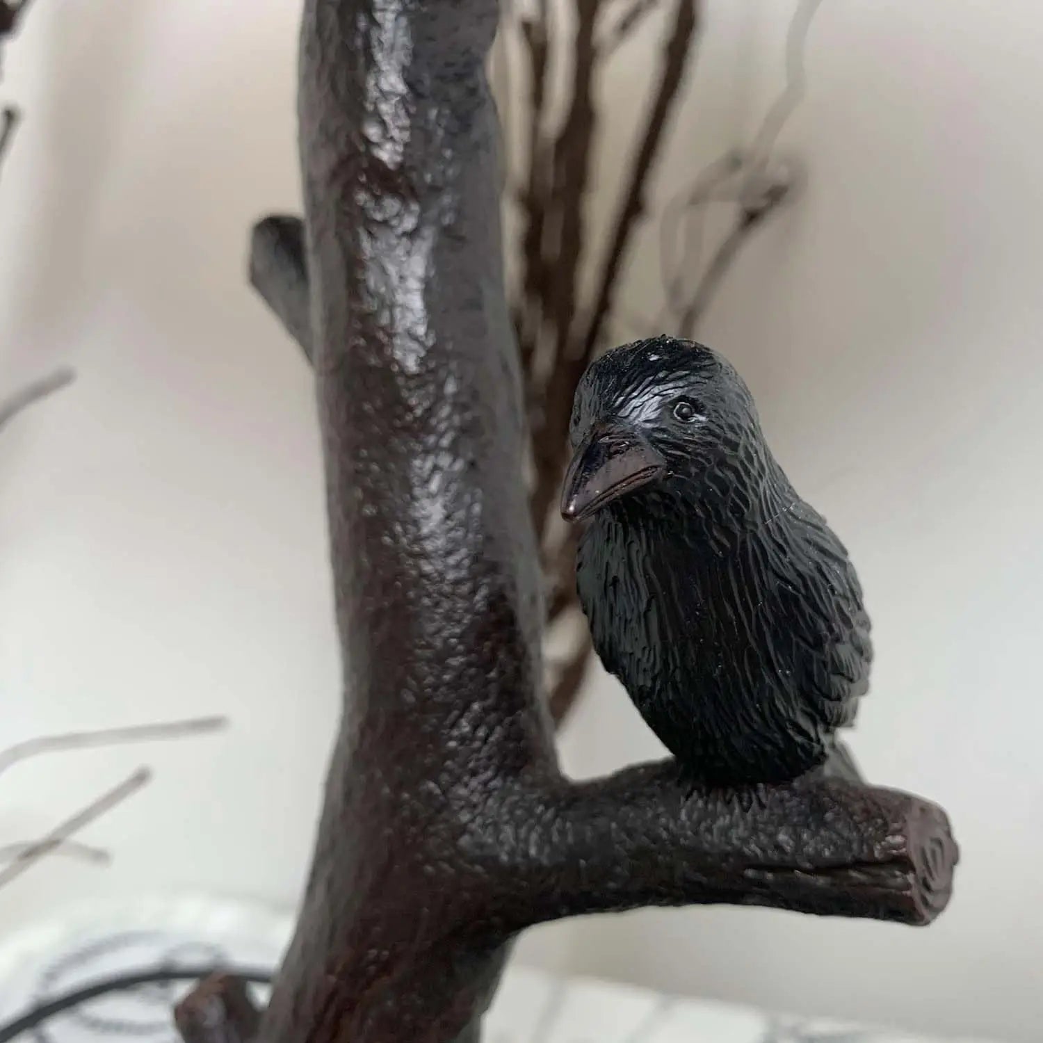 Raven on Tree Branch Moonlight Tiffany Stained Glass Table Lamp Home Decor Dark Blue 12Wx20H