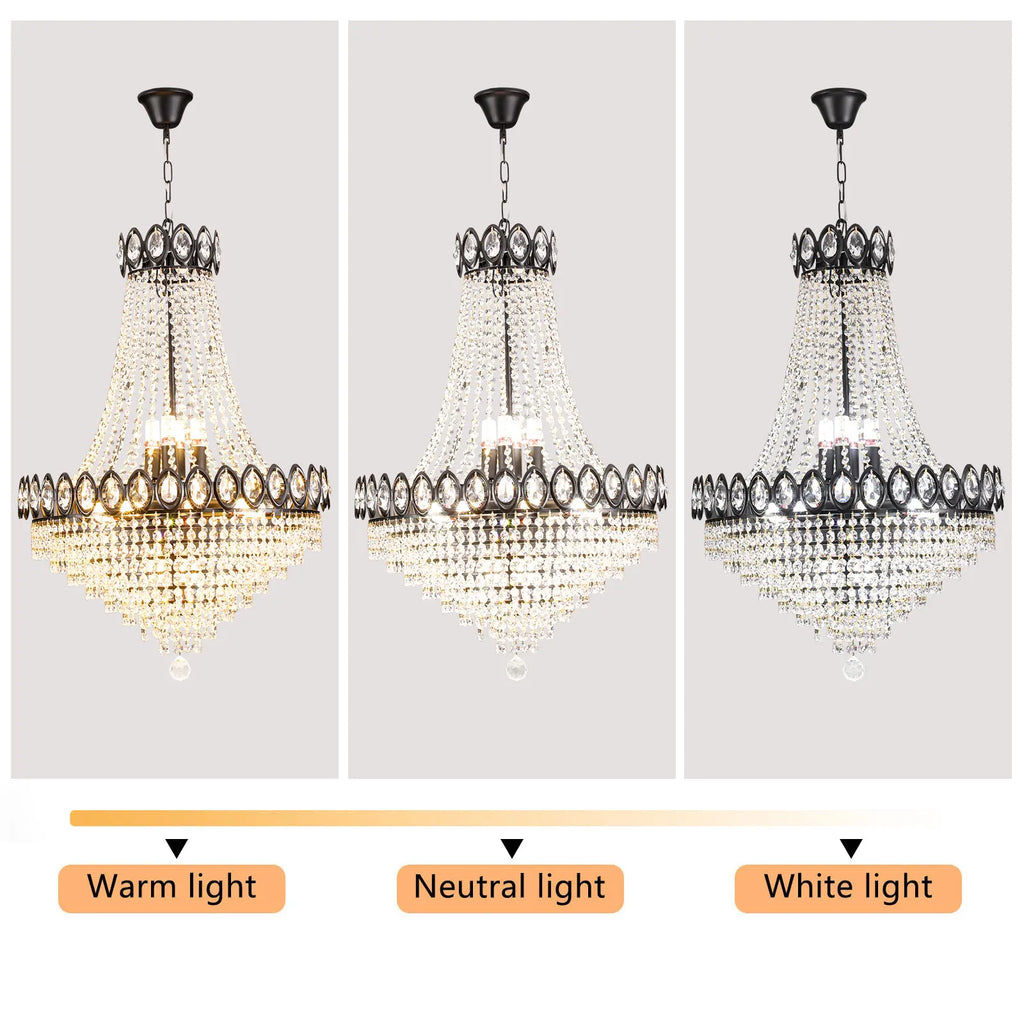 Unique Elegant Crystal Chandelier with Adjustable Chain Soft light for High Ceiling Foyer Entryway Living Room Dining Room