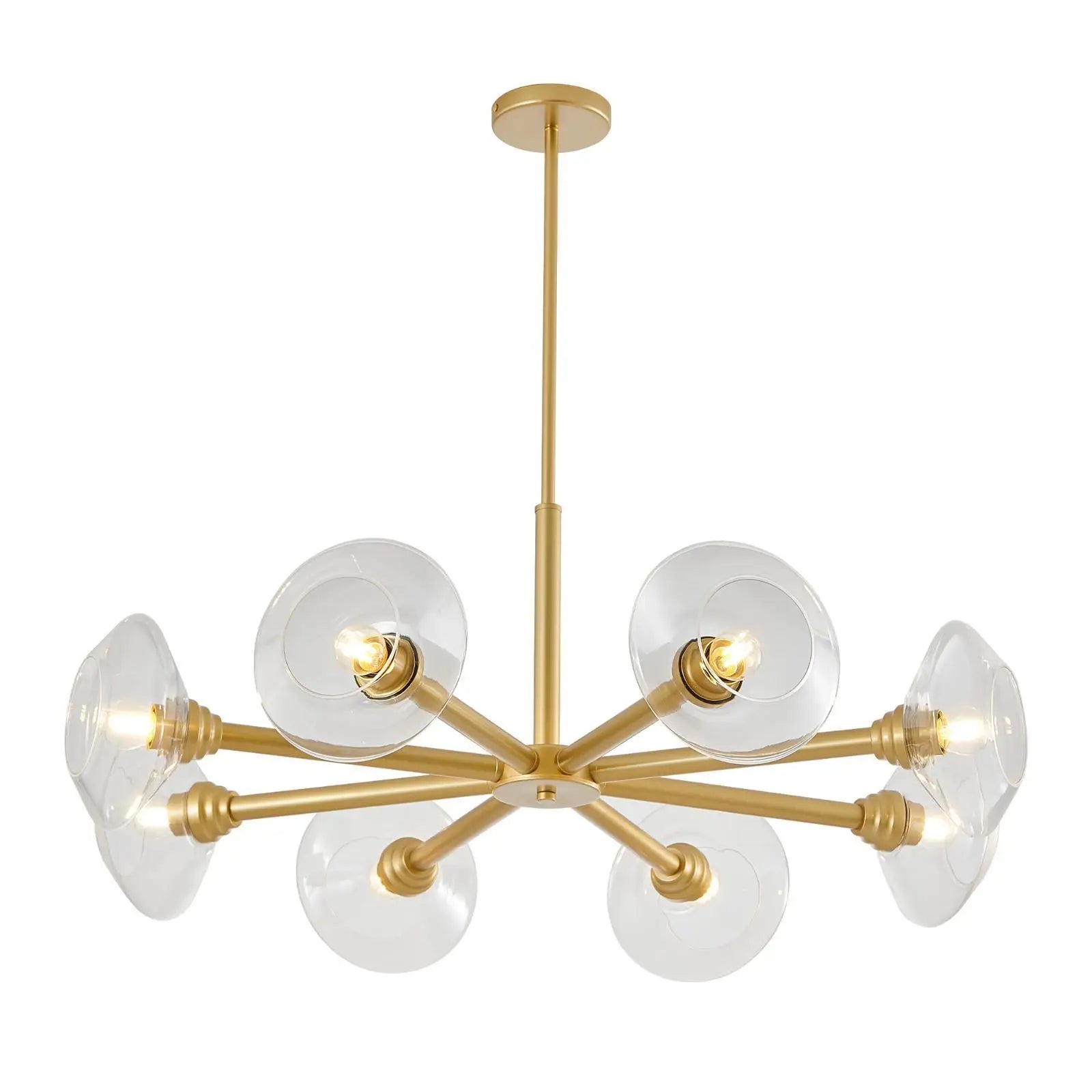 Elegant Gold Pendant Light Fixture Sputnik Chandelier Clear Glass Hanging Lamp for Dining Room Ceiling Modern Decor