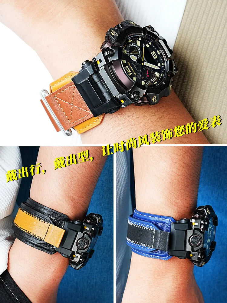 GWG-B1000 Modified Cowhide strap for Casio G-SHOCK third-generation Big Mud King for First /second generation GWG-1000/GWG-2000