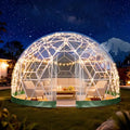 12ft x 7.2ft Geodesic Dome Greenhouse Tent with Clear PVC Cover and Waterproof Feature, Includes 2x10m Light Strings