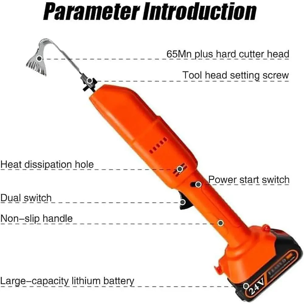 Telescopic Electric Cultivator with Rechargeable Lithium Battery, 2-in-1 Garden Tool for Soil Loosening and Weed Removal