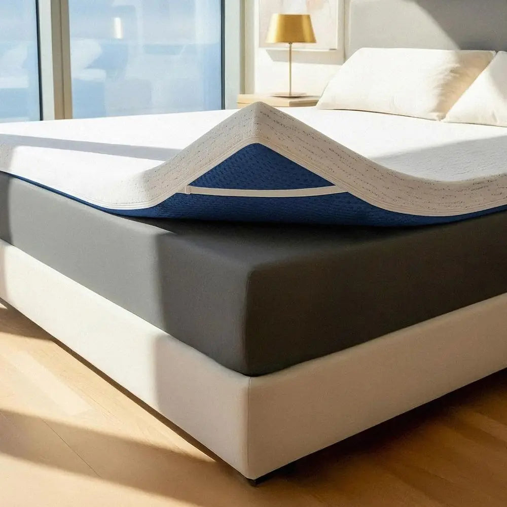 Memory Foam Mattress Topper Queen - High Density Ventilated Mattress Pad - Premium Removable Rayon Cover