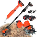 Telescopic Pole Cultivator with Rechargeable Lithium Battery, 2-in-1 Garden Tool for Soil Tilling and Weed Removal