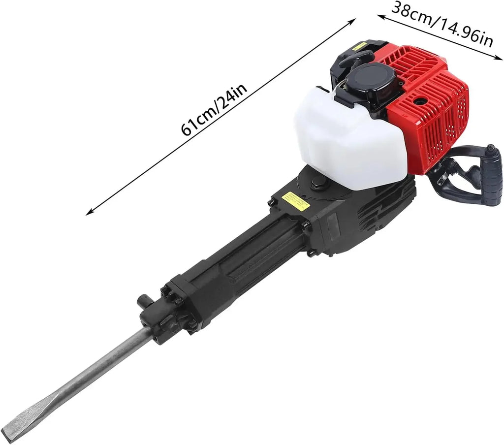 Petrol Demolition Hammer 2-Stroke Chisel Hammer Hand Pull Start Air-Cooling Hammer Drilling Machine with Point and Flat Chisel