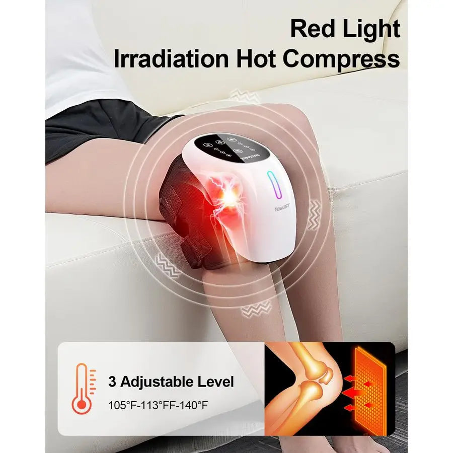 Massager with Heat amp Ice Pack, Cordless Infrared Massager for Knee Pain Relief, Adjustable Portable Device for Shoulder Elbow