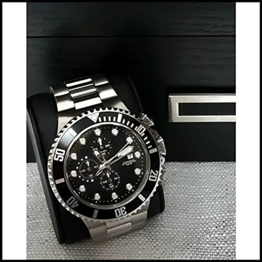 20 Black Ebony Wood Watch Extra Height Box Display Case 2 Level Storage Jewelry Organizer with Glass Top Stainless Steel Accent