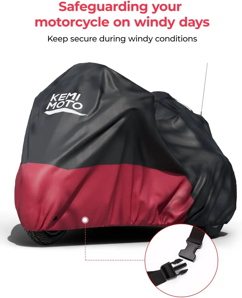 Heavy Duty 3-Wheel Motorcycle Cover for Trike Models, Waterproof All-Weather Protection with Antenna Opening