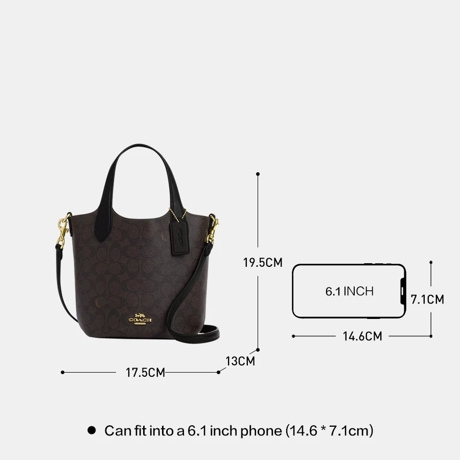 Coach Hanna Bucket Bag In Signature Canvas Crossbody Bags For Women Ladies Handbag Casual Purses
