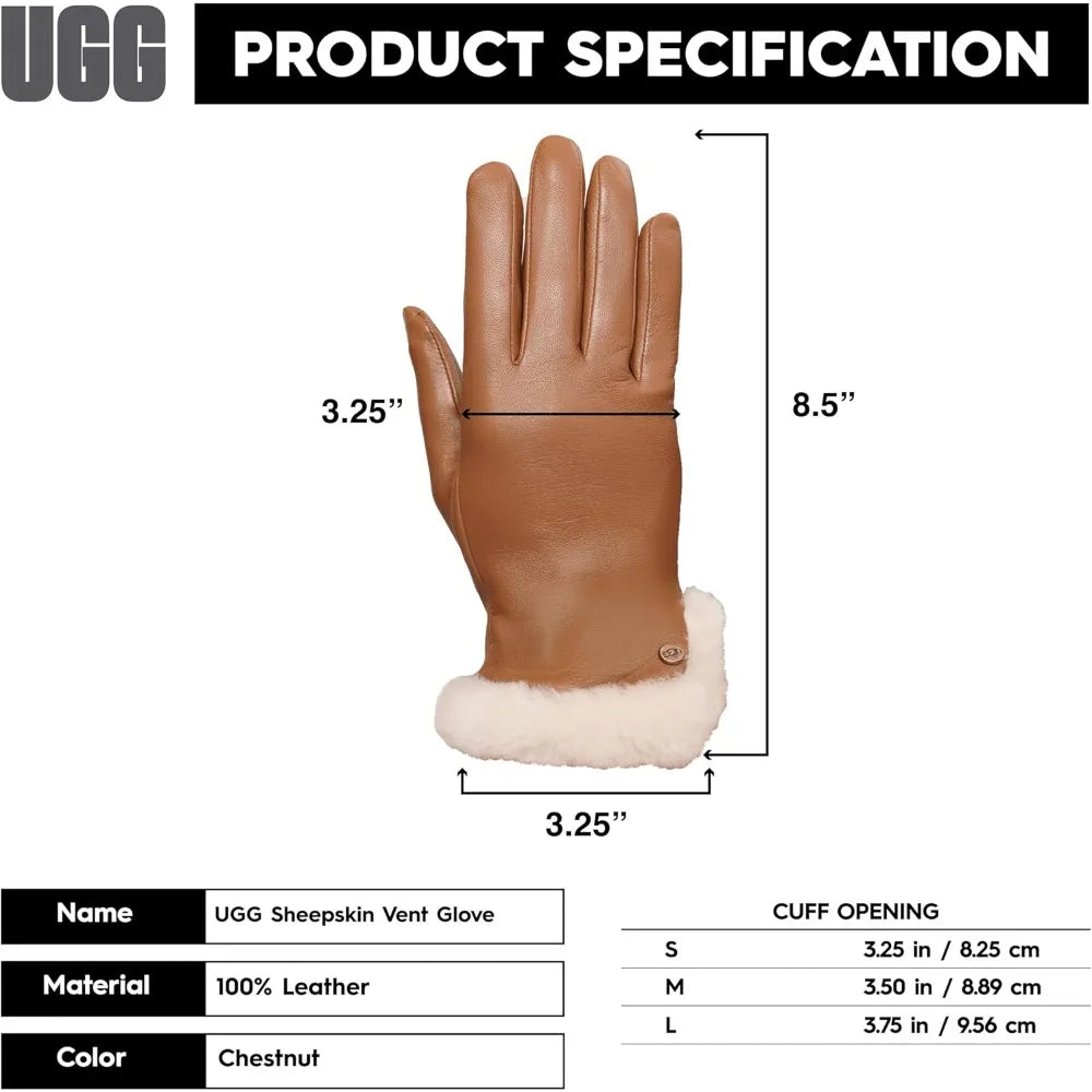 Women's Sheepskin Leather Gloves with Conductive Palm Technology for Touchscreen Use