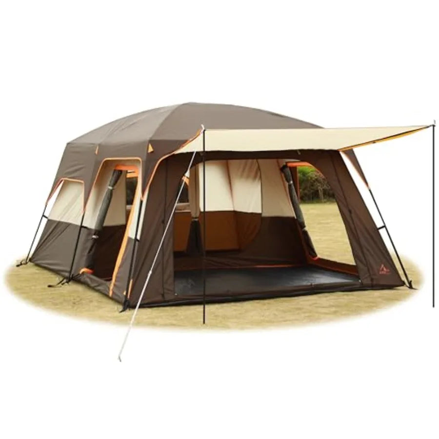Extra Large Tent 6101214 Person StyleB Family Cabin Tents with 2 Rooms 3 Doors and 3 Windows Featuring Mesh Panels Straight Wal