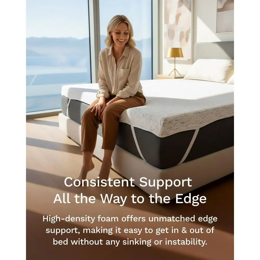 Memory Foam Mattress Topper Queen - High Density Ventilated Mattress Pad - Premium Removable Rayon Cover