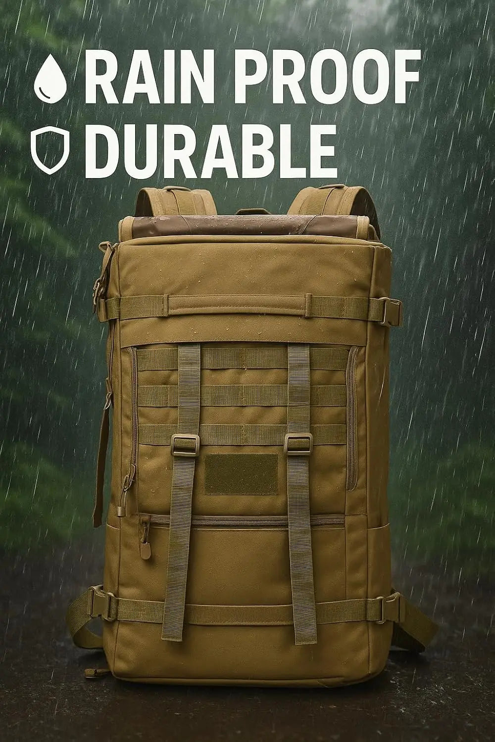 Tactical Assault Backpack with MOLLE System, 72-Hour High-Durability Pack, Multiple Compartments