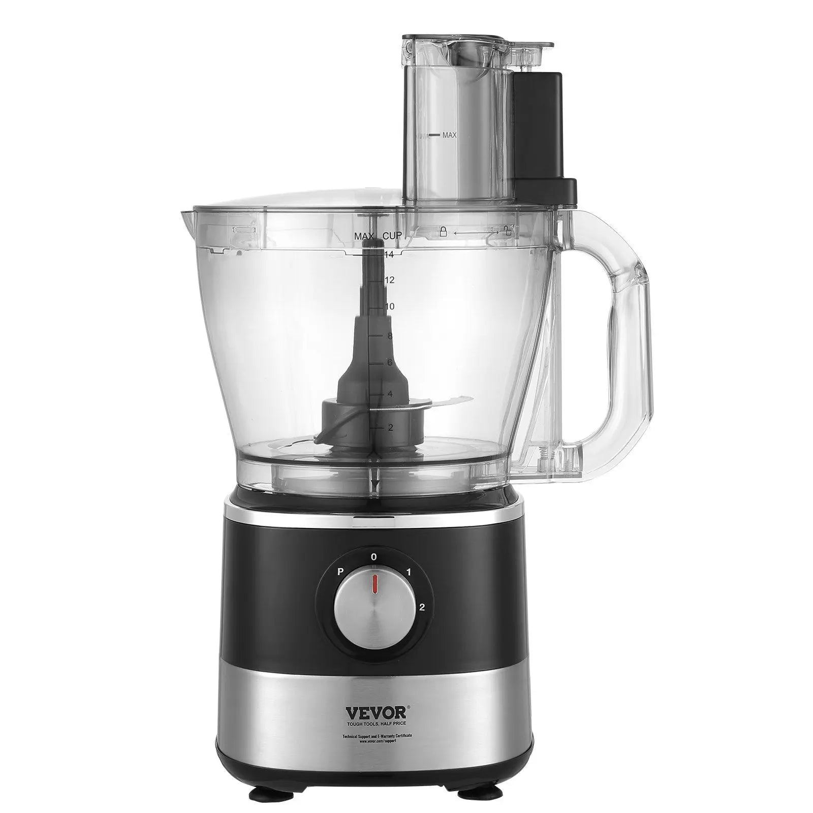 VEVOR Food Processor, 14-Cup Vegetable Chopper for Chopping, Mixing, Slicing, and Kneading Dough, 600 Watts Stainless Steel Blad