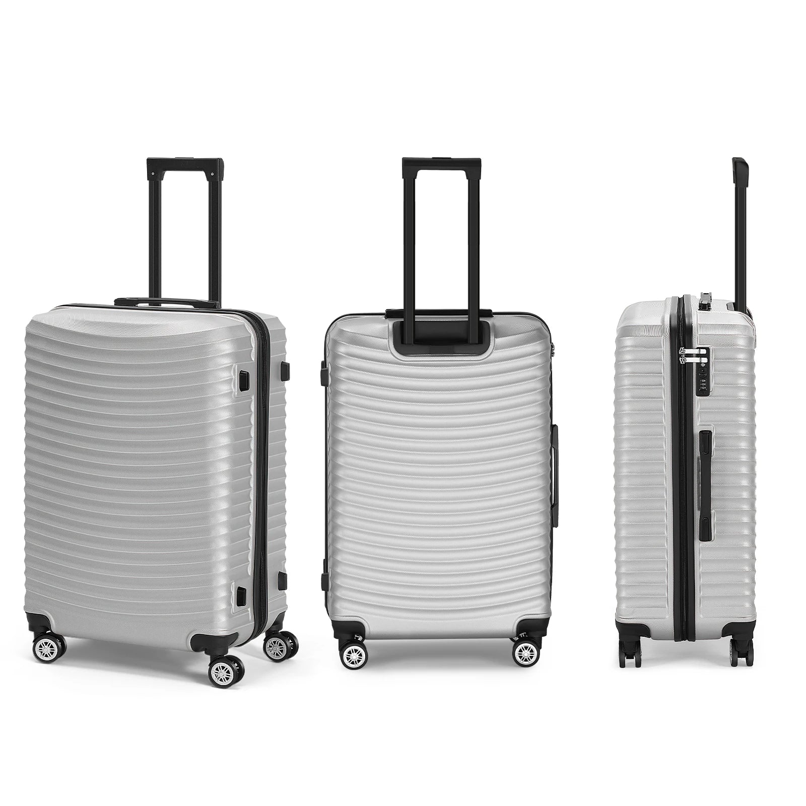 3-Piece ABS Hardshell Luggage Set w/TSA Lock - 28in Large Suitcase with Silent 360° Spinner Wheels, Check-In Travel Suitcase