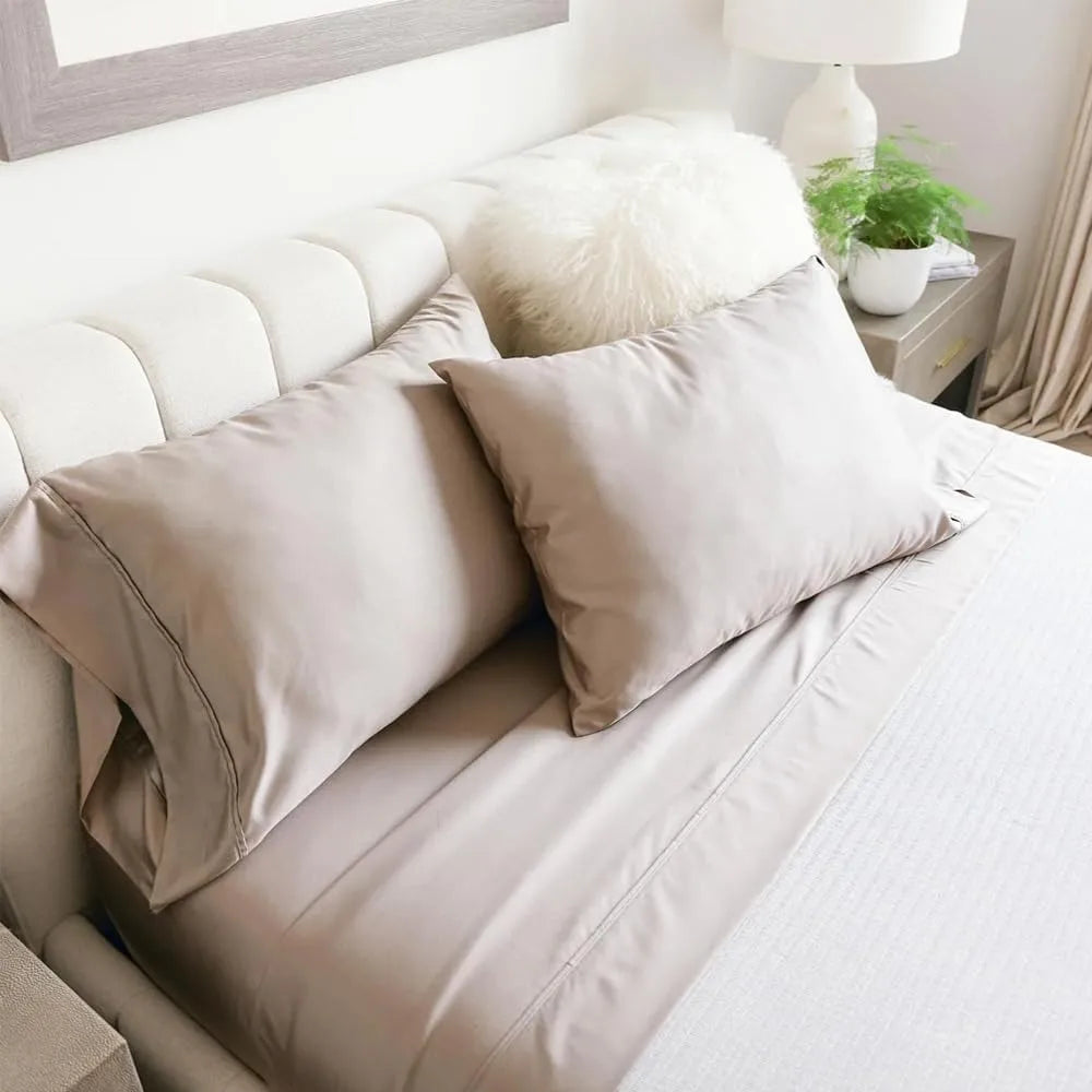 Jennifer Adams 1000 Thread Count Sheet Set – Luxury Viscose from Bamboo Poly Blend Sheets for Ultimate Comfort & Softness, Birch