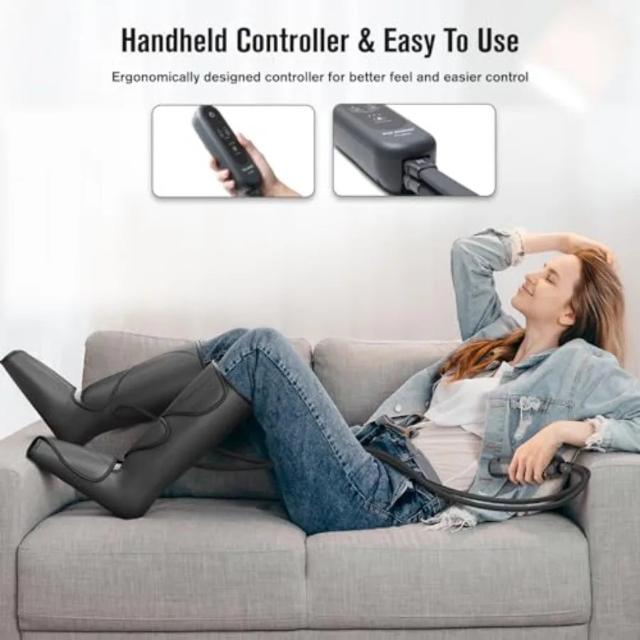 Air Compression Leg and Foot Massager for Enhanced Circulation and Pain Relief Ideal for Reducing Swelling and Edema with Adjus