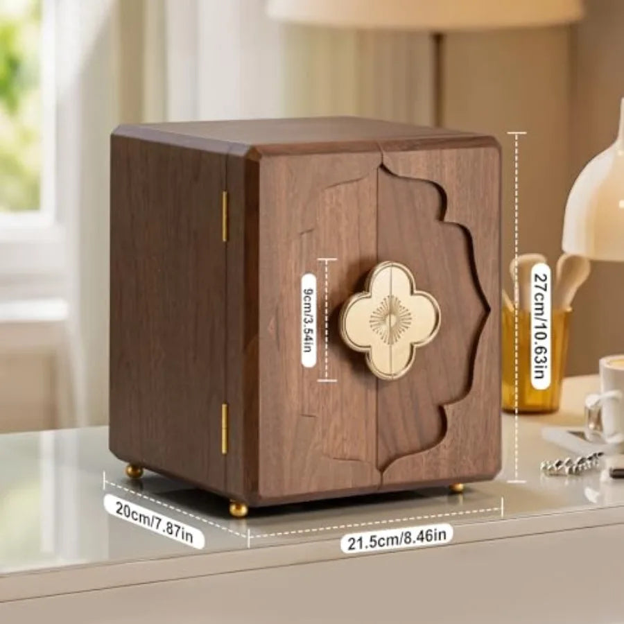 Black Walnut Wooden Jewelry Box-5 Layer Double-Door Large Wood Jewelry Boxes With Magnetic ClosureClassical Style Jewelry Organ