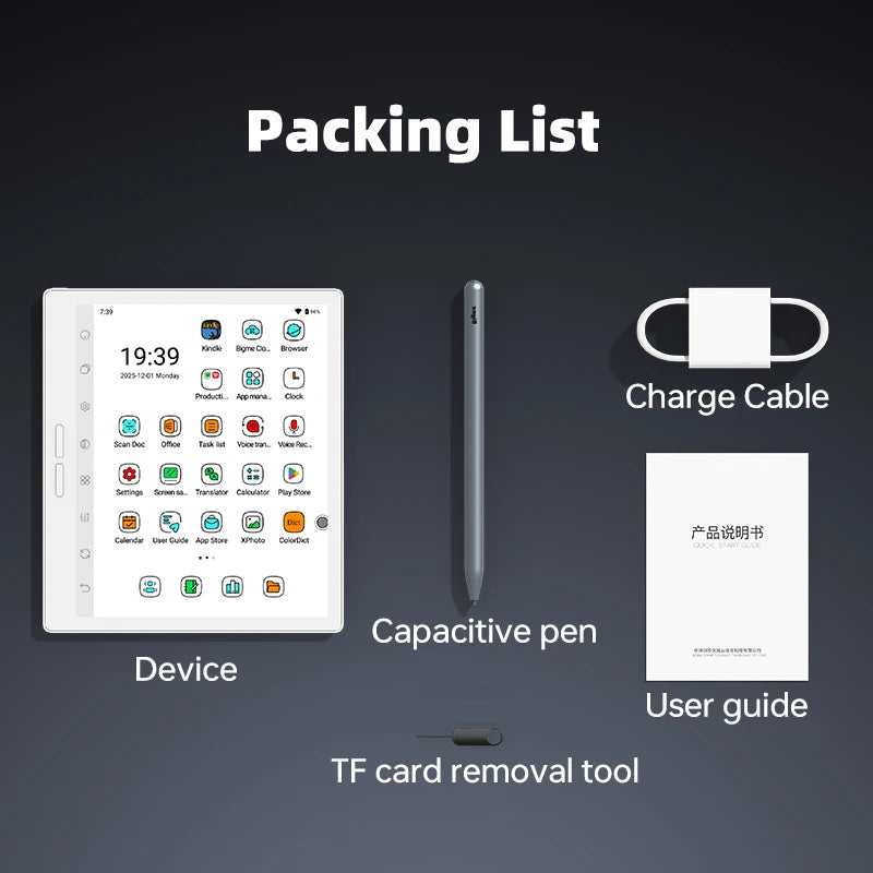 Bigme B751C S Color E-ink E-Reader, 7'' Eye-Comfort 36-Level Front Light Electronic Book, 4+64GB, Android 14, Paper-Like eBook