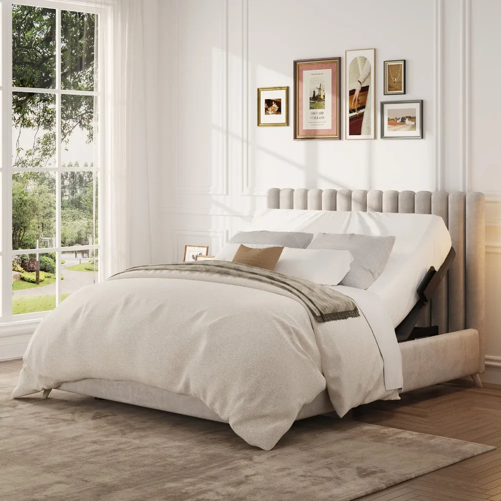 S3 Queen Adjustable Bed Frame and Gel Memory Foam Mattress Set