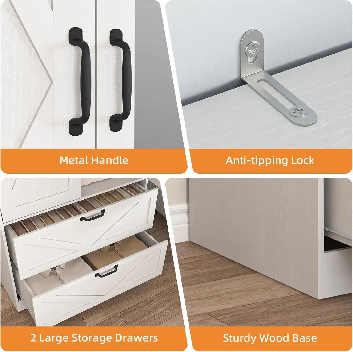 Armoire Wardrobe Closet with Mirror Door & LED Light,3 Doors Bedroom Armoire with Drawers& Adjustable Shelves&Hanging Rods