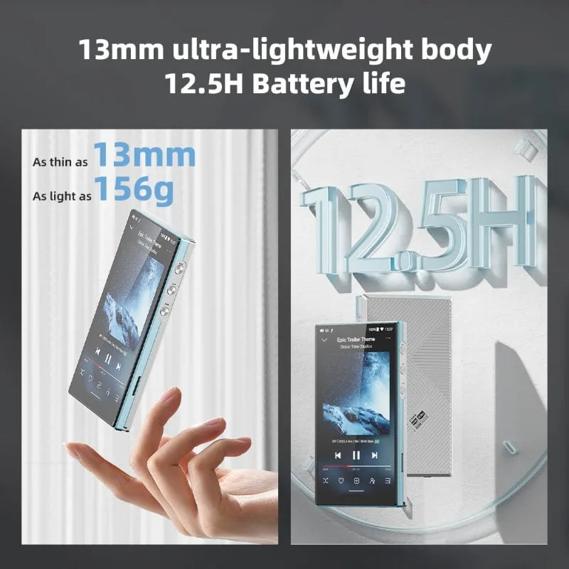 JM21 Android 13 Hi-Res Music Player MP3 with Snapdragon 680, Bluetooth WiFi USB DAC 12.5H Playtime (Sky Blue)