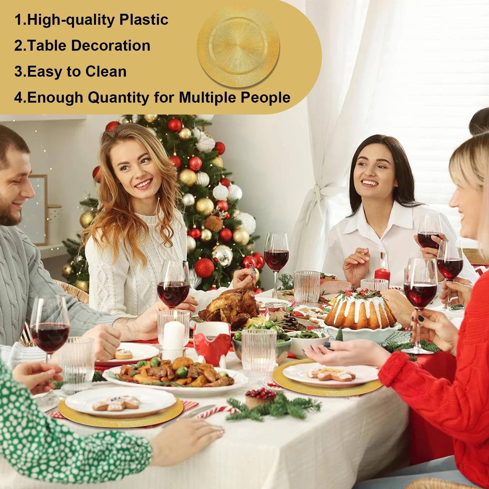 Gold Chargers Plates 13 Inch Golden Charger Plate Decorative Charger Plates,100 Pieces Tableware Dish for Wedding,Events,Parties