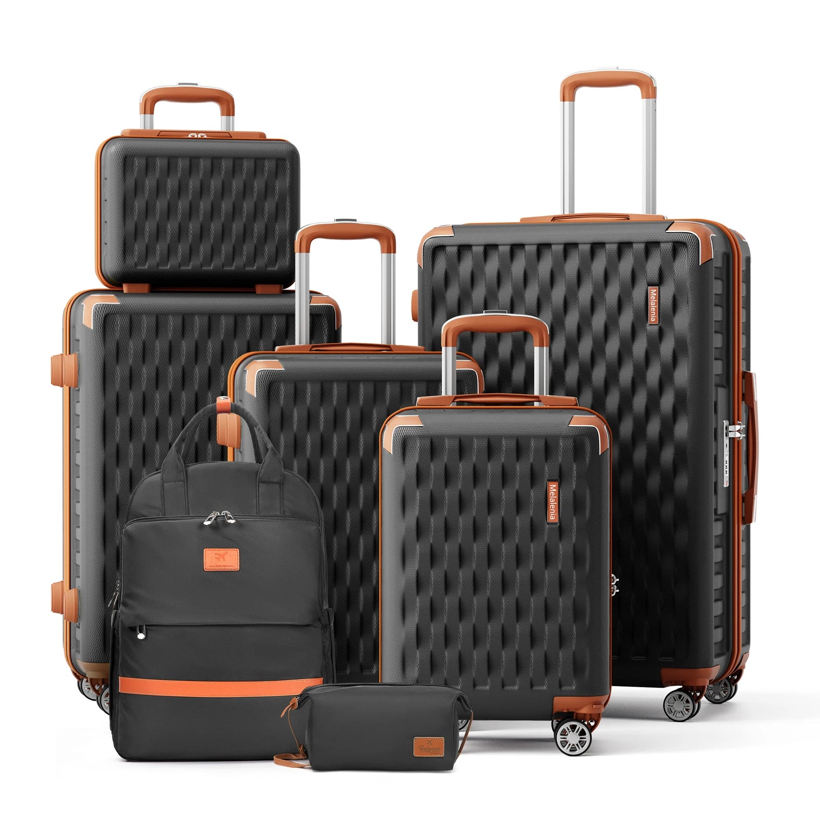 Melalenia 7-Piece Travel Luggage Set, TSA Lock, Hard Shell Lightweight Durable Suitcase with Travel Backpack and Toiletry Bag