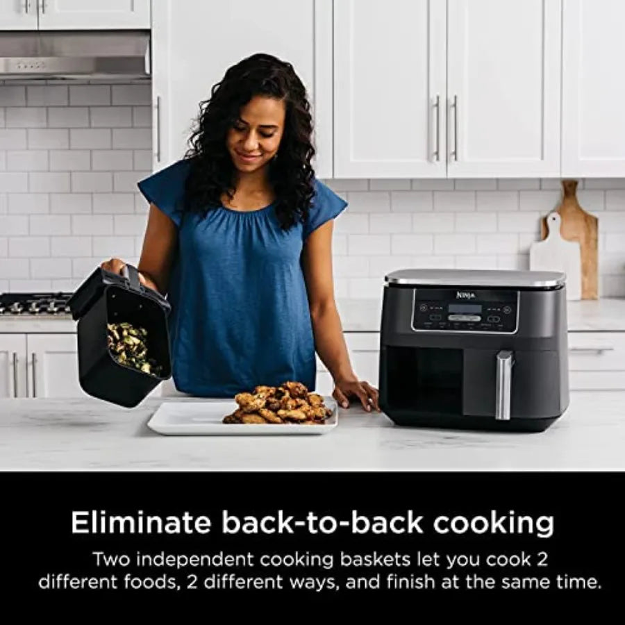 6-in-1 DualZone Air Fryer with 8-Quart Capacity and Dual Basket Design for Simultaneous Cooking at Different Temperatures Ideal