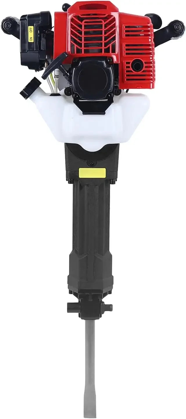 Petrol Demolition Hammer 2-Stroke Chisel Hammer Hand Pull Start Air-Cooling Hammer Drilling Machine with Point and Flat Chisel