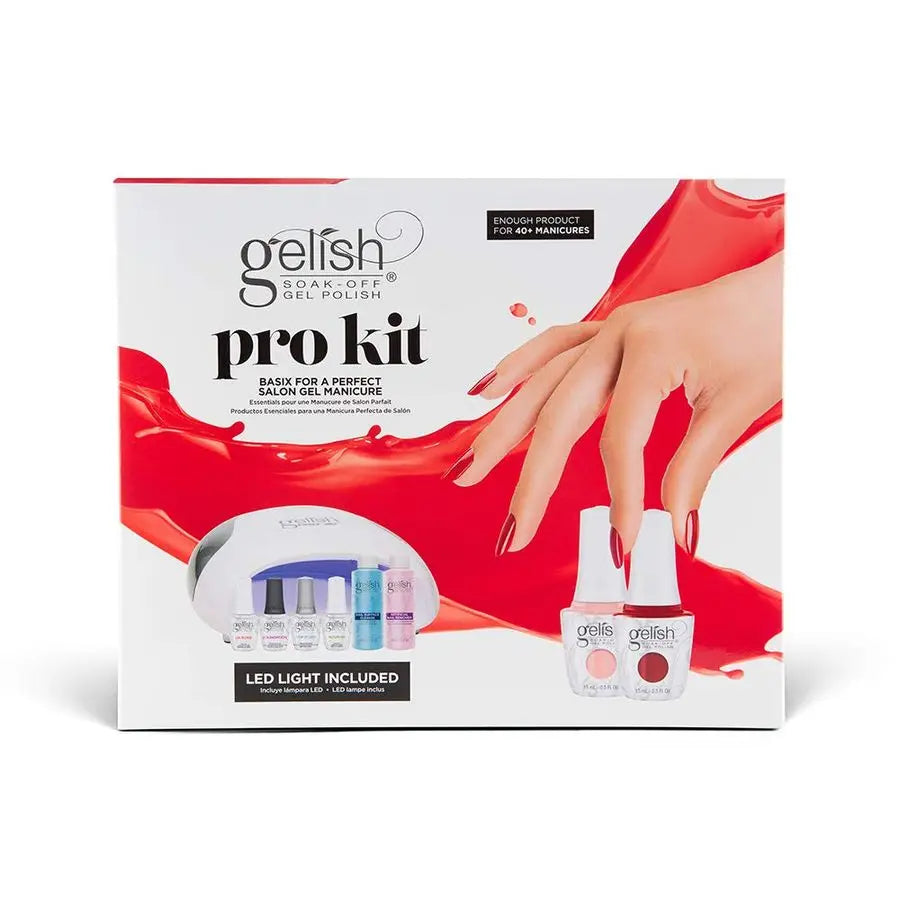 Pro Kit with Pro LED Light Complete Manicure Set, UV LED Nail Lamp, Gel Polishes, Essentials, Remover for Professional DIY Gel N